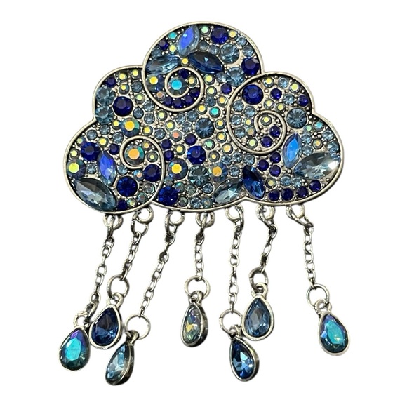 Elegant Blue and Silver Cloud Brooch - Picture 3 of 5